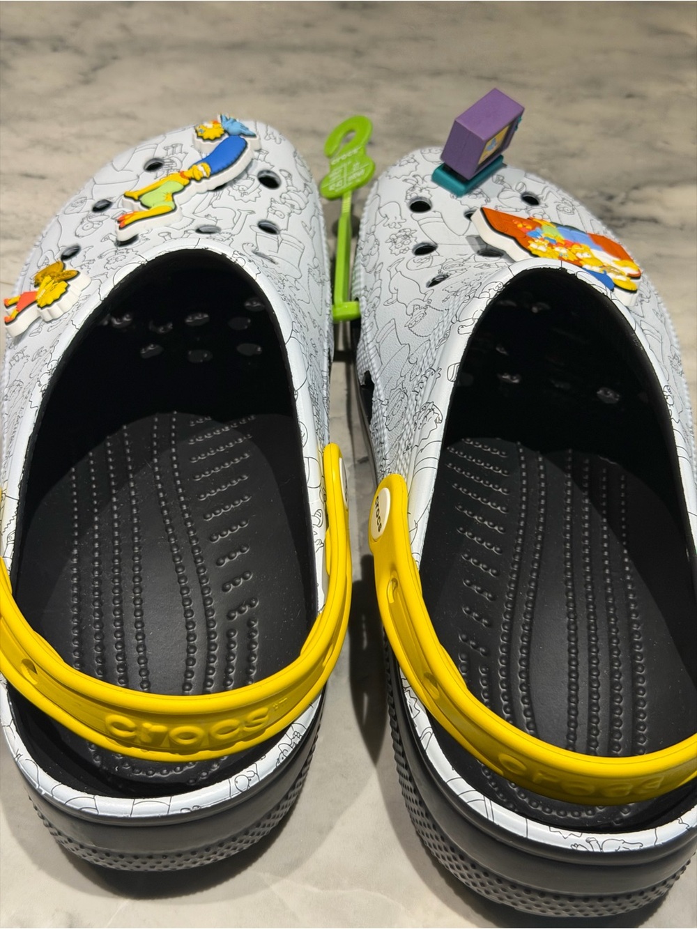 CROCS Clogs with Yellow Straps and Colorful Charms mens 9 women’s 11 - Picture 3 of 8